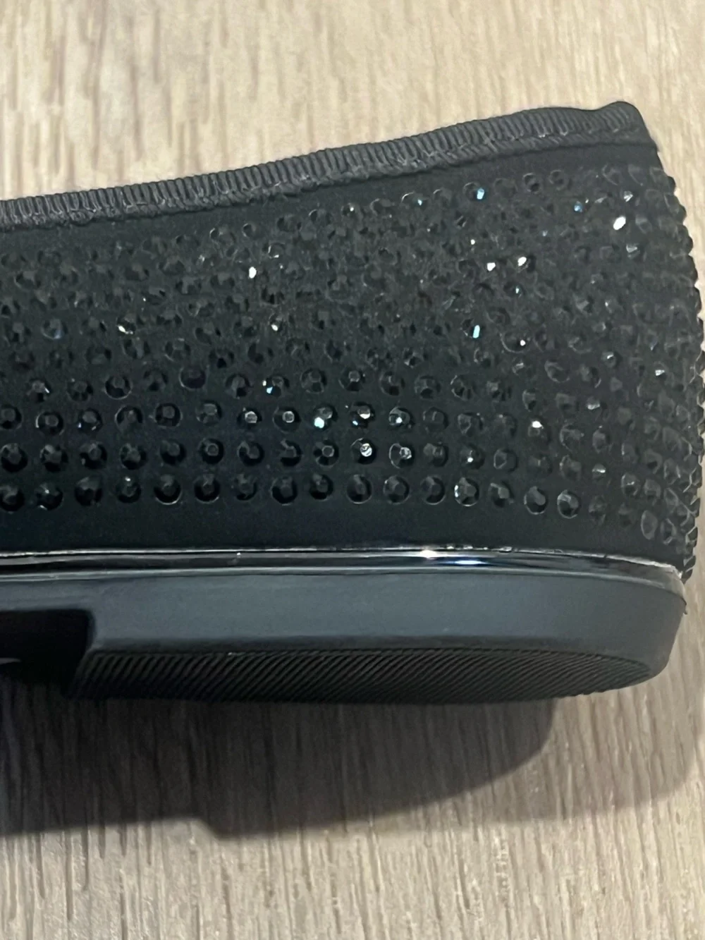 Black Andiamo Ballet Flats Sparkling Rhinestone Embellishments Bows Size 7